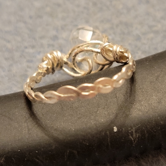 Silver and Clear Crystal Bead Ring - Picture 8 of 9